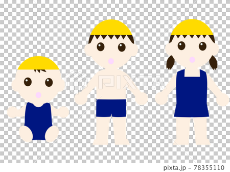 困っている帽子をかぶって水着を着た子供 78355110