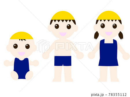 笑っている帽子をかぶって水着を着た子供 78355112
