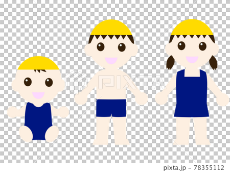 笑っている帽子をかぶって水着を着た子供 78355112