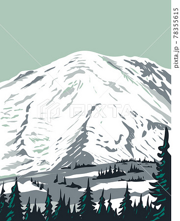 Emmons Glacier on Northeast Flank of Mount Rainier Located in Mount Rainier National Park in Washington State WPA Poster Art Emmons Glacier on Northeast Flank of Mount Rainier Located in Mount Rainier National Park in Washington State WPA Poster Art 78355615