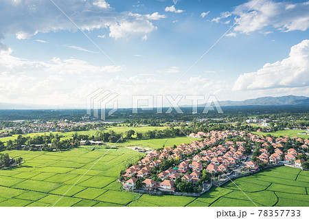 Land and housing estate in aerial view. 78357733