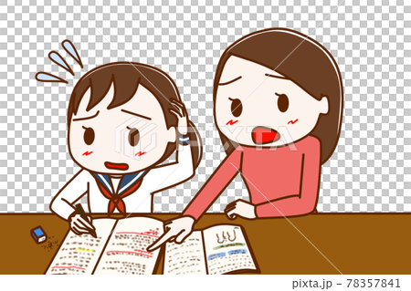 A female student who doesn't understand what she's studying and a mother who gives strict guidance 78357841