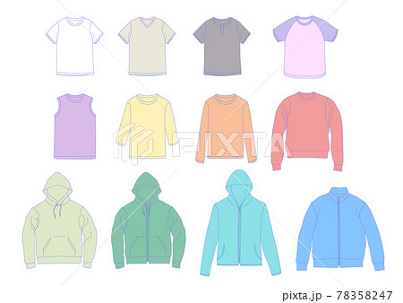 アウター、トップス、 Tシャツのファッションイラスト素材 78358247