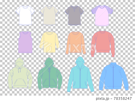Outerwear, tops, T-shirt fashion illustration material 78358247