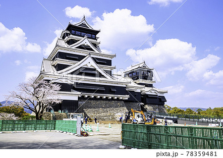 順調に復旧工事が進む熊本城 美しい姿に復活した天守閣(2021年3月22日撮影) 順調に復旧工事が進む熊本城 美しい姿に復活した天守閣(2021年3月22日撮影) 78359481