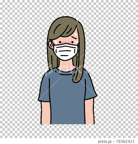 Illustration of a woman whose heat stroke mask is stuffy 78362421
