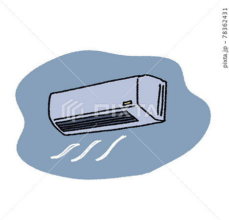 夜に稼働するクーラーのイラストのイラスト素材