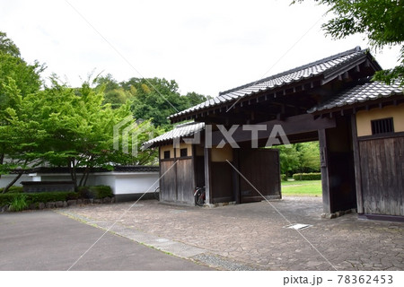 座間市　県立座間谷戸山公園の西入口長屋門と新緑 78362453