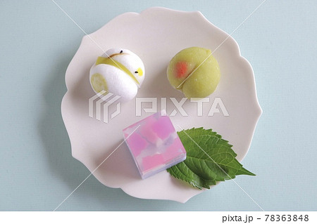 タイトル 6月イメージ 和菓子 蛍 梅の実 紫陽花 横方向 タイトル 6月イメージ 和菓子 蛍 梅の実 紫陽花 横方向 78363848