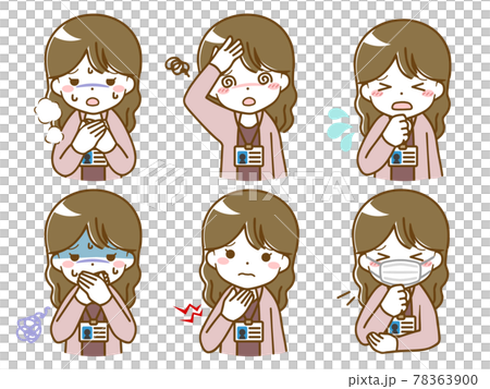 体調の悪いオフィスカジュアルな女性 78363900