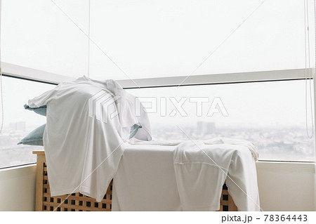 Clothes hanging on the table let dry on the balcony of an apartment. 78364443