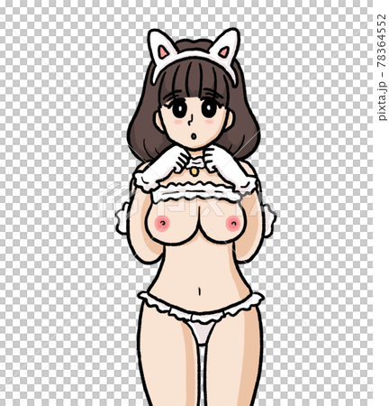 エッチなランジェリーで猫のコスプレをしたお姉さんのイラスト 78364552