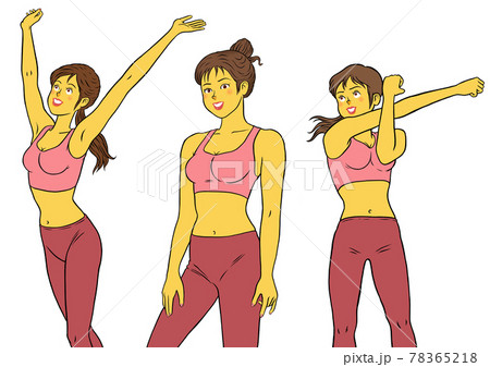 フィットネスインストラクターの女性3セット 78365218