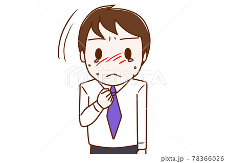 何かを決意して 泣き止んで顔を上げる男性のイラスト素材