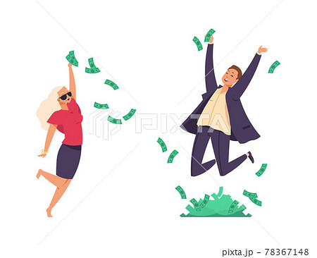 Rich people. Cartoon millionaires throwing... - Stock Illustration  [78367148] - PIXTA