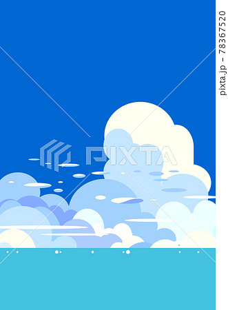 夏の日の雲と海と青空の風景イラストのイラスト素材 7675