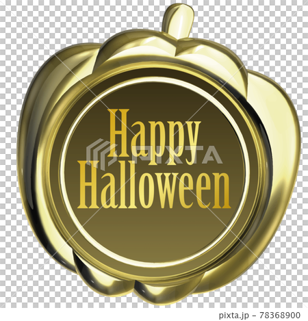 ハロウィン　かぼちゃのシーリングワックス風エンブレム　金　文字付　ベクターイラスト 78368900