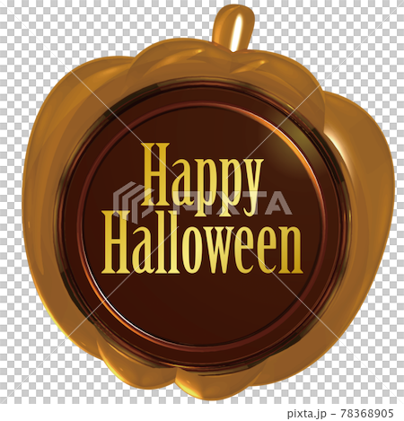 Halloween pumpkin sealing wax-like emblem orange with letters vector illustration 78368905