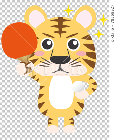 2022 New Year's card design Tiger year Tora 04 (sports, glitter, table tennis, ball, tiger) 78368927