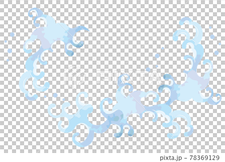 和風海の波しぶき装飾イラスト素材セット 78369129