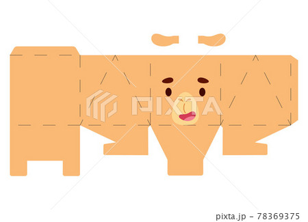 Party favor box camel design for sweets, candies, small presents, bakery. Package template, great design for any purposes, birthdays, baby showers, halloween, christmas. Vector stock illustration 78369375