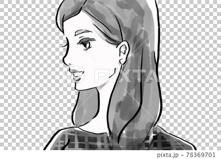 水墨風格的線條畫插圖,描繪了一個說話明亮的年輕女子 水墨風格的線條畫插圖,描繪了一個說話明亮的年輕女子 78369701