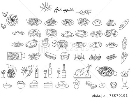 Various food icon illustration set 78370191