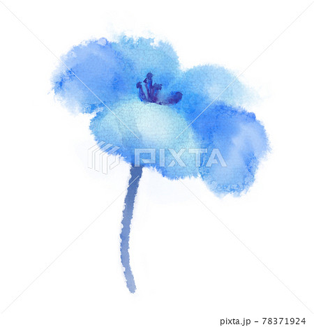 イラスト素材 水彩 花 手描き 青のイラスト素材