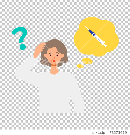 ワクチンに不安や疑問を持つ高齢者女性のイラスト素材