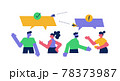 Online discussion between people with speech bubbles 78373987