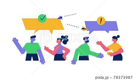 Online discussion between people with speech bubbles Online discussion between people with speech bubbles 78373987