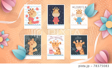 Set cute animal - idea for greeting card. 78375083