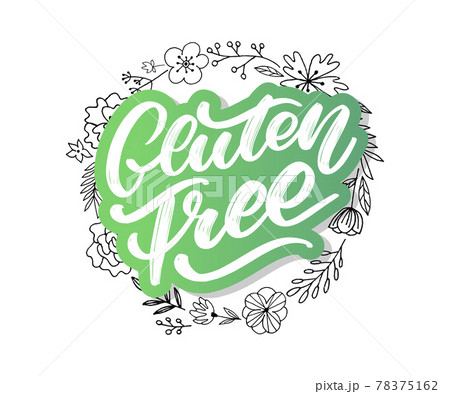 Gluten free label. Hand drawn brush lettering. Logo, badge template for healthy food stores and markets. 78375162