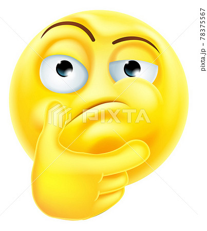 Thinking Emoticon Emoji Cartoon Icon Character - Stock Illustration  [78375567] - PIXTA