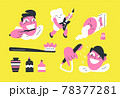 vector illustration healthy lifestyle, young man takes a shower, oral care 78377281