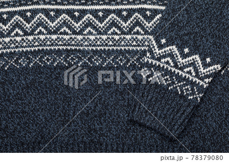Blue knitted sweater with nordic ornament detail Blue knitted sweater with nordic ornament detail 78379080