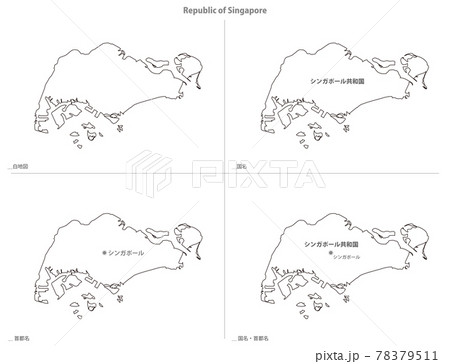 白地図 アジア シンガポール共和国のイラスト素材