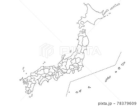 日本地図 白地図のイラスト素材