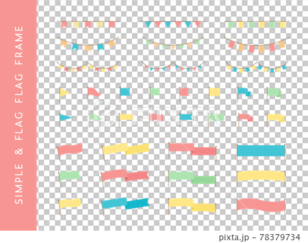 旗框設置簡單插圖旗絲帶花環裝飾規則標題 78379734