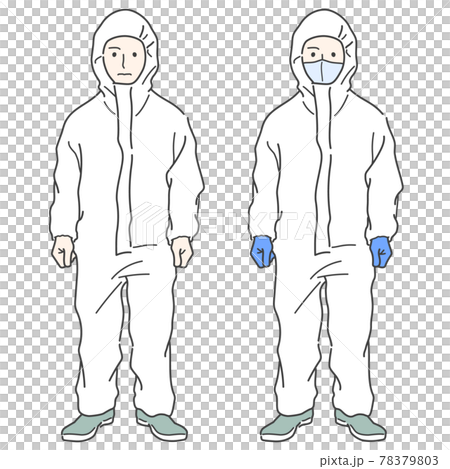 工人穿著防護服-口罩/手套的插圖 工人穿著防護服-口罩/手套的插圖 78379803