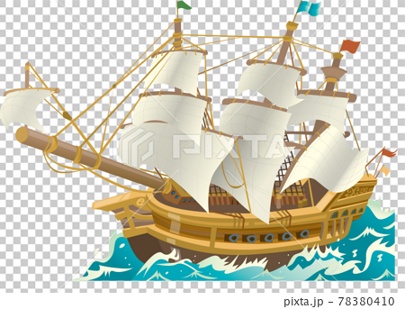一艘船在波濤洶湧的大海中航行的插圖 插圖素材 圖庫