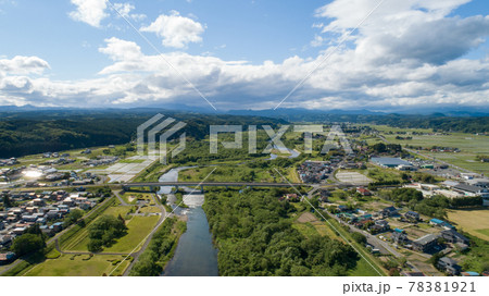 《宮城県》岩出山の街並みの空撮 《宮城県》岩出山の街並みの空撮 78381921