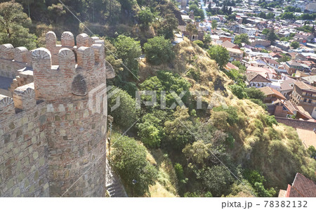 Castle wall dome on old Tbilisi background 78382132