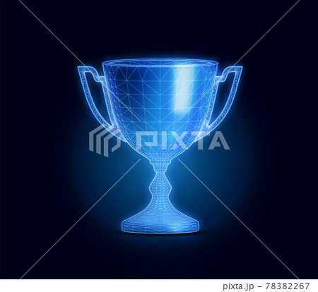 Award cup with polygonal grid on dark background. Vector Award cup with polygonal grid on dark background. Vector 78382267