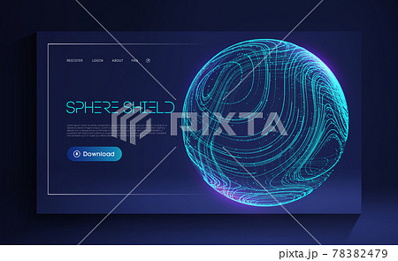 Sphere shield protect in abstract style. Virus protection bubble. Sphere lines technology background. Magic orb vector illustration. 78382479
