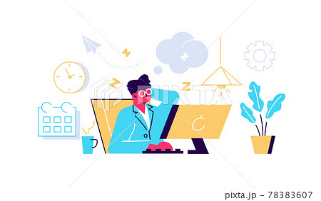 Lazy and unmotivated worker relaxing at workplace 78383607