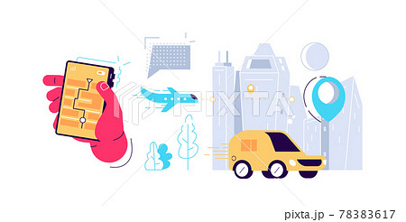 Different ways of online delivery service banner 78383617