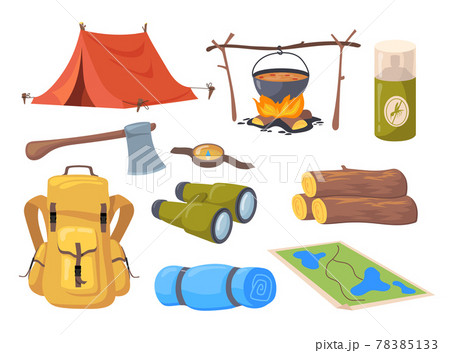 Cartoon set of different tourism symbols 78385133
