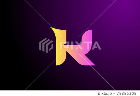 Yellow Purple K Creative Gradient Alphabet のイラスト素材