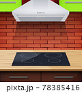 Modern kitchen with Induction hobs and hood 78385416